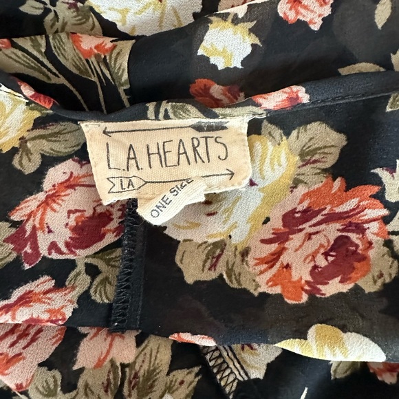 LA Hearts Black Floral Kimono One Size - Picture 4 of 4